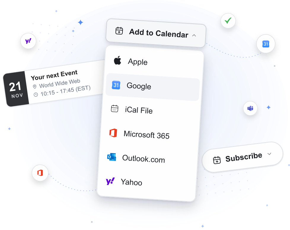 Add to Calendar Button showing options for major calendar services
